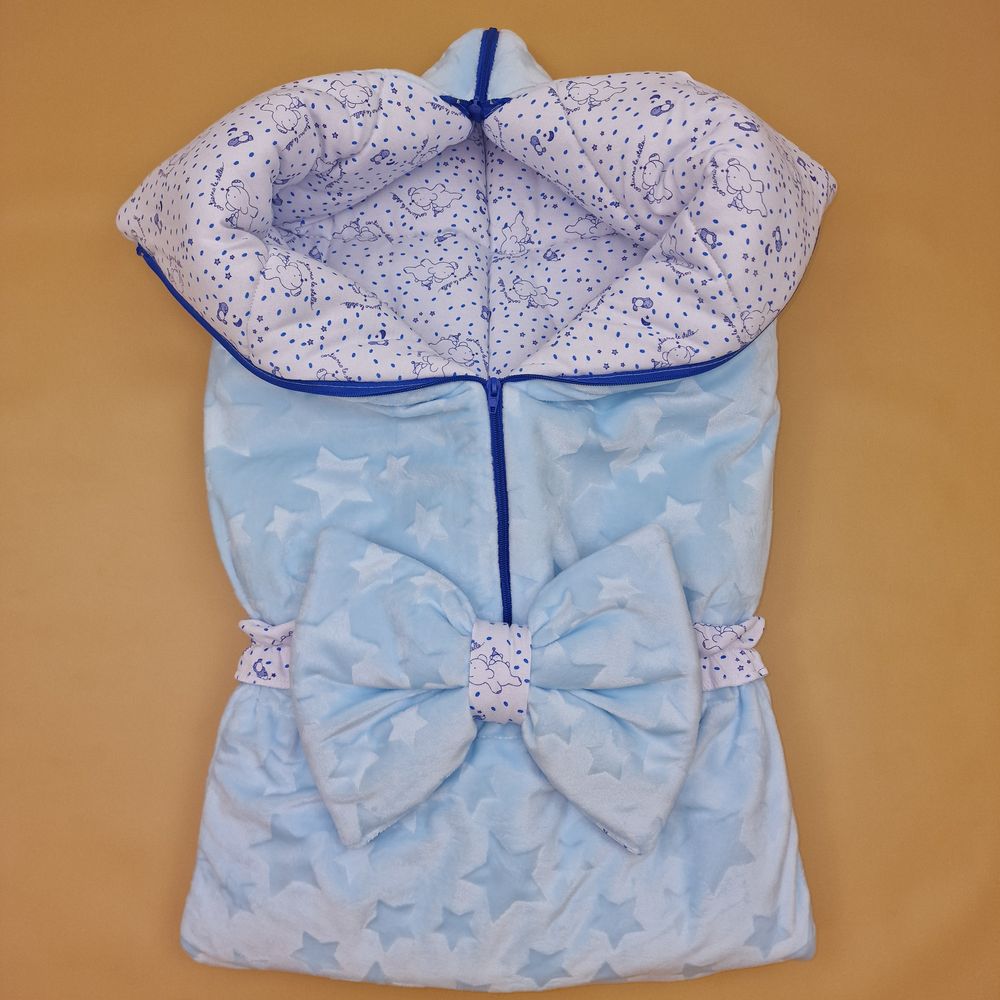 Конверт - одеяло трансформер с карманом+бант-подушка ассорти (плюш/футер) артикул анонс 7498-0-1_03