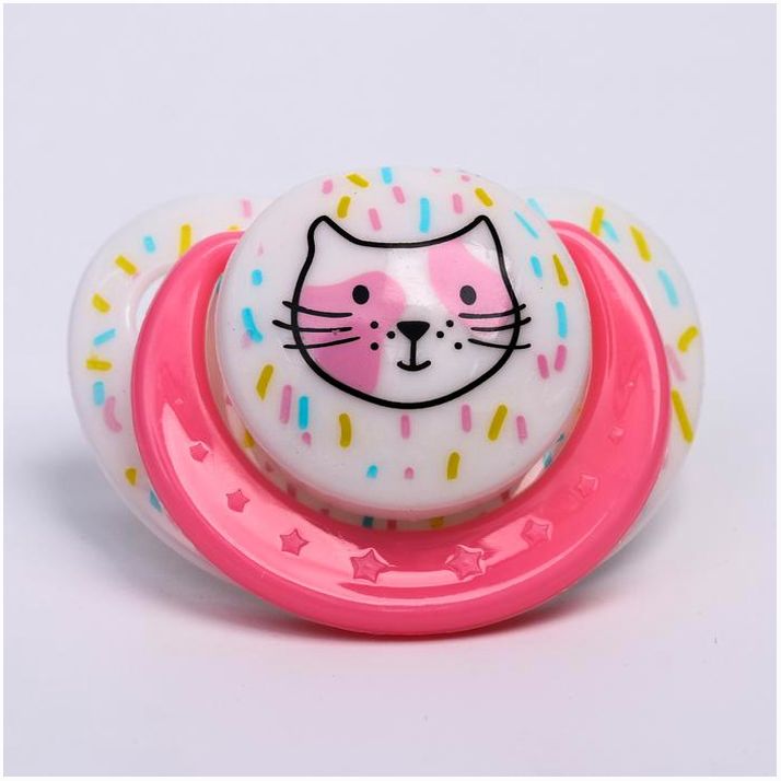 Соска-пустышка ортодонтическая, силикон, от 3 мес., «Кошечка», цвет МИКС розовый/жёлтый артикул анонс 4770915