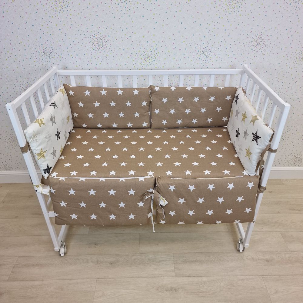 Бортик из 6 (0кв+6пр) подушек по всему периметру кроватки (бязь + синтепон) артикул анонс 962_16