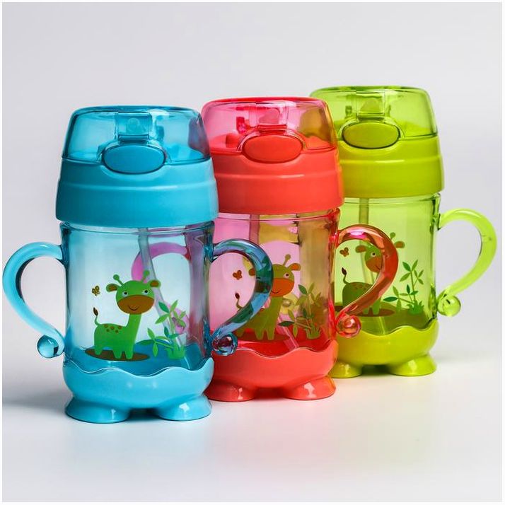 Картинка Поильник с трубочкой 280 мл, с ручками, цвета МИКС (№2793124) от магазина Мир детей Товары для Новорожденных