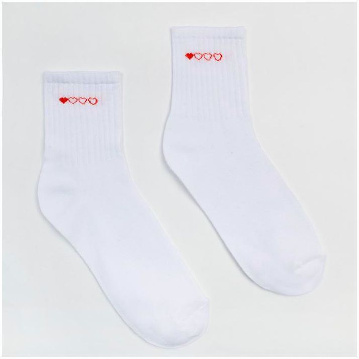 Носки женские MINAKU «Сердечки», цвет белый, размер 38-39 (25 см) артикул анонс 7425342