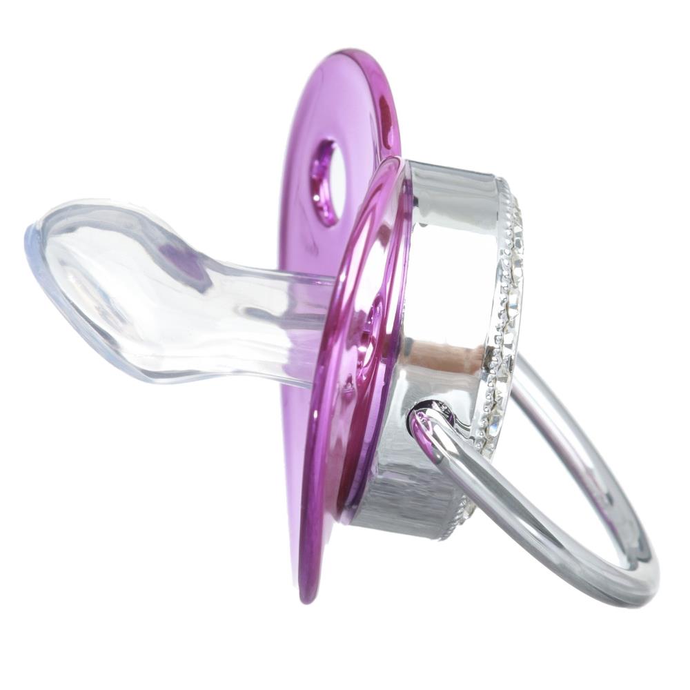 Картинка Соска - пустышка ортодонтическая, BABY, с колпачком, +12 мес., розовая/серебро, стразы (№10092746) от магазина Мир детей Товары для Новорожденных