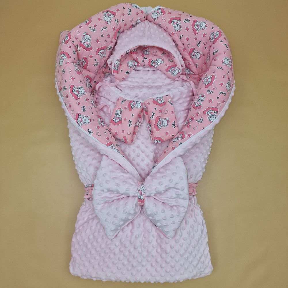 Комплект кв (одеяло трансформер+бант-подушка+2 комбинезона+2 шапочки+шарф) артикул анонс 7260-0-2
