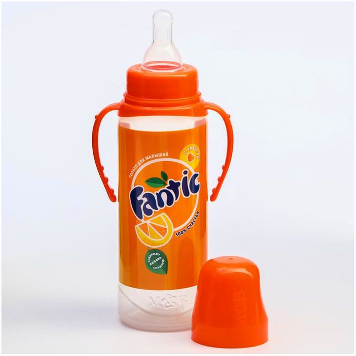 Картинка Бутылочка для кормления Fantic, классическое горло, от 0 мес, 250 мл., цилиндр, с ручками (№5399862) от магазина Мир детей Товары для Новорожденных