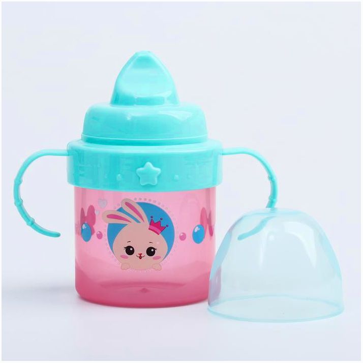 Картинка Поильник детский с твёрдым носиком «Зайка Полли», с ручками, 150 мл, цвет розовый (№4882561) от магазина Мир детей Товары для Новорожденных