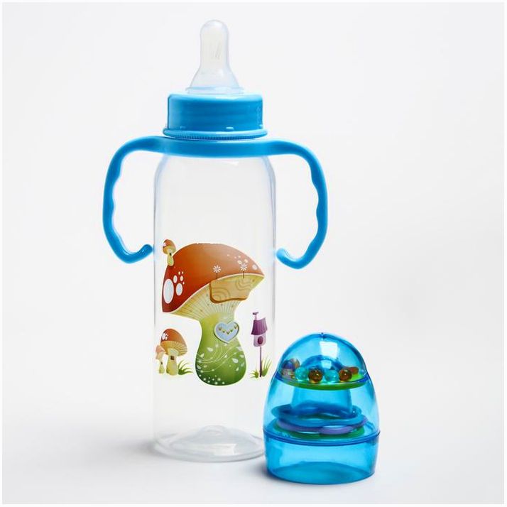 № 145001 Бутылочка (крышечка, погремушка), классическое горло, 250 мл., от 3 мес.,средний поток, цвета МИКС