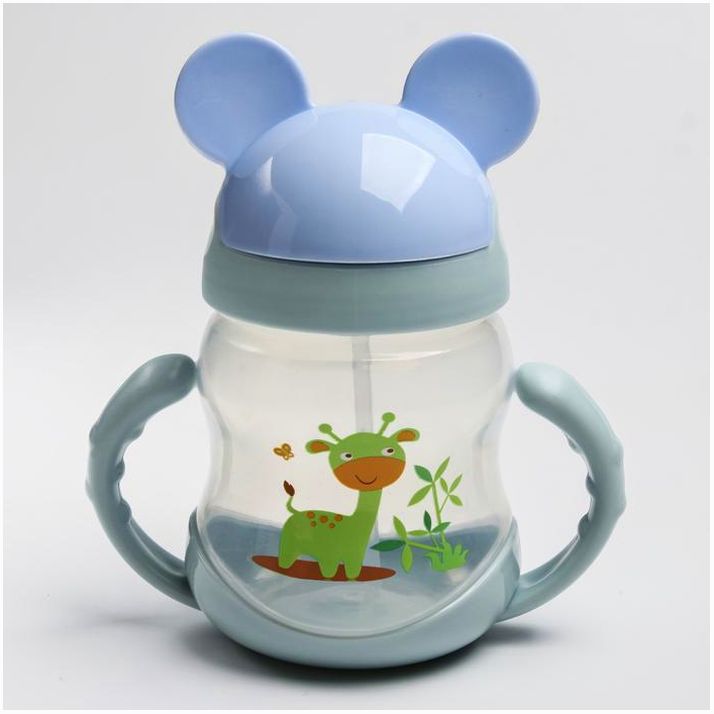 Поильник с силиконовой трубочкой и ручками, 250 мл., цвет МИКС артикул анонс 4724443