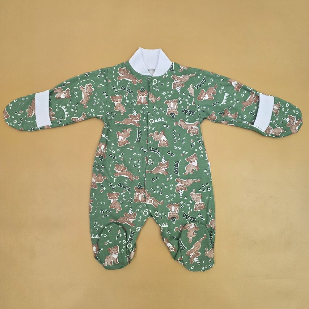 Комбинезон №6 (кулирка, кнопки спереди и снизу, закрытые ручки и ножки) артикул анонс 0383-56МД