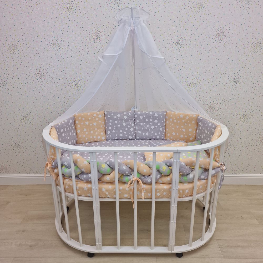 КПБ 15 пр (балдахин + борт + пододеяльник + одеяло + наволочка + подушка + простынь (бязь) коса артикул анонс 1155-0-1_08