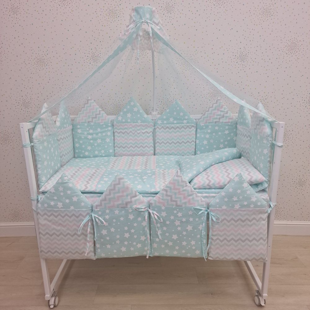 КПБ 18 пр (балдахин + борт + пододеяльник + одеяло + наволочка + подушка + простынь (бязь) 