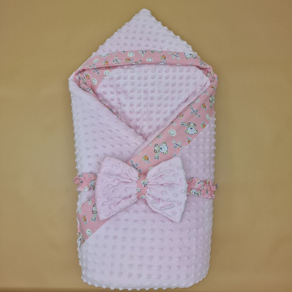 Комплект на выписку 2 пр: одеяло с капюшоном+бант (плюш/кулирка) артикул анонс 1896вк-1-2_м