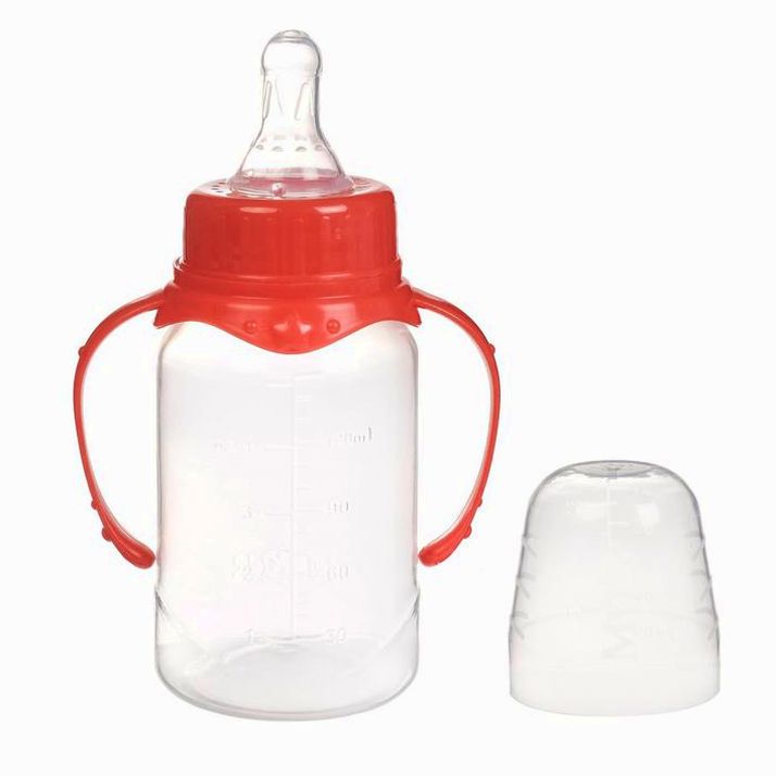 Картинка Бутылочка классическая, с ручками, 150 мл, от 0 мес., цвет красный (№2969786) от магазина Мир детей Товары для Новорожденных