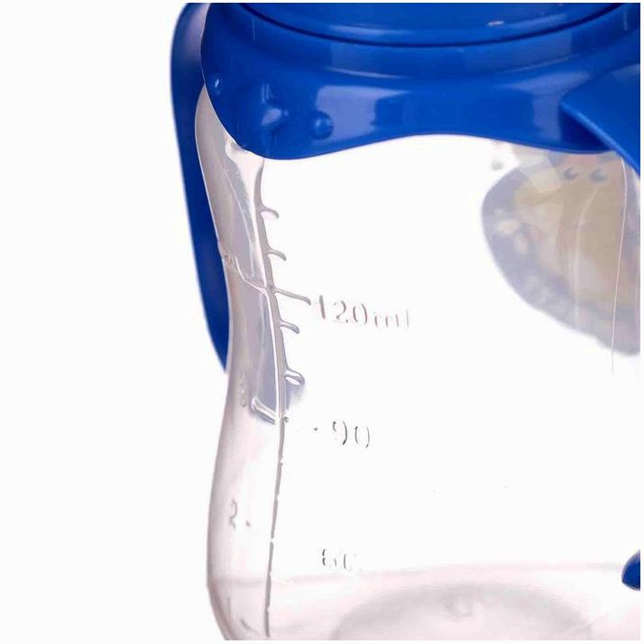 Картинка Бутылочка «Динозаврик Рикки», классическое горло, с ручками, 150 мл., от 0 мес., цвет синий (№2969866) от магазина Мир детей Товары для Новорожденных