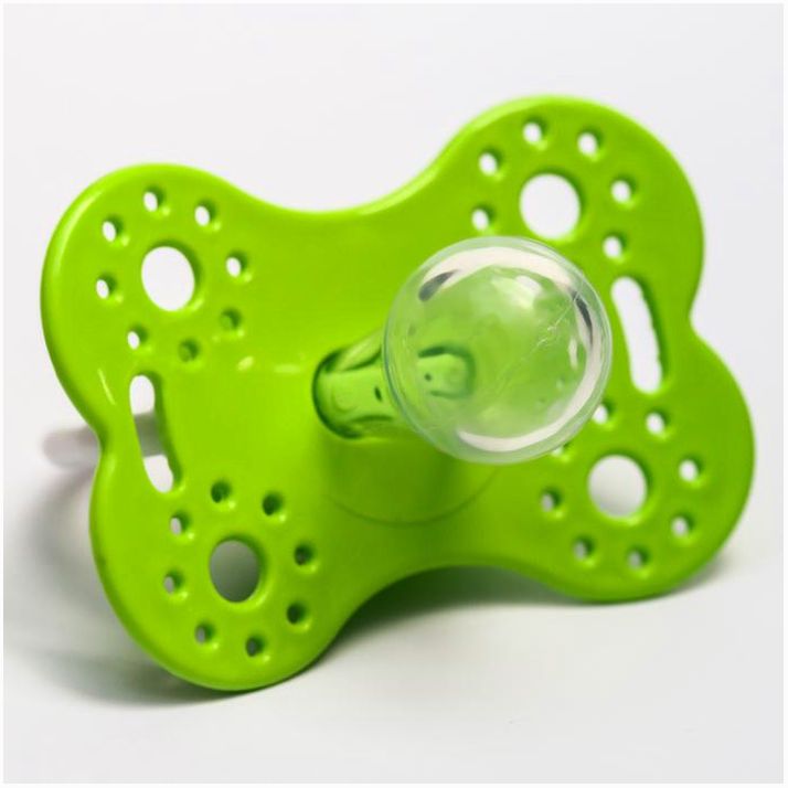 Картинка Соска - пустышка ортодонтическая, силикон, «Грибочек», с колпачком, +0мес., цвет зеленый (№2300154) от магазина Мир детей Товары для Новорожденных