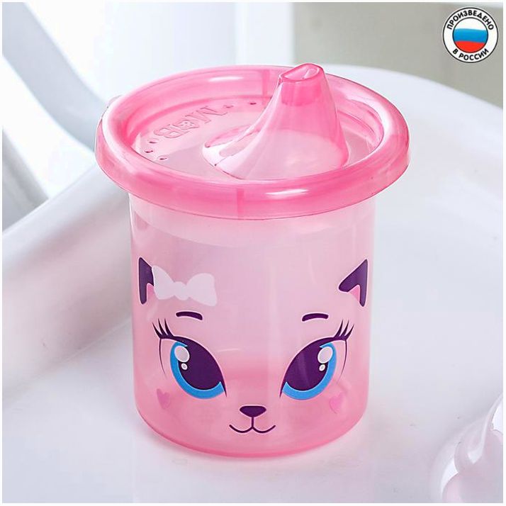 Поильник детский «Кошечка Софи», с твёрдым носиком 200 мл, цвет розовый артикул анонс 3721460