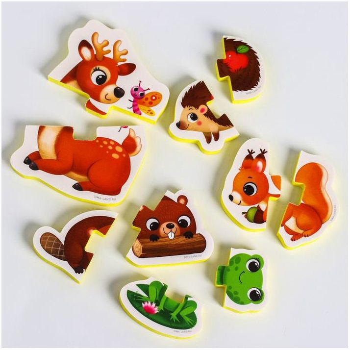 № 5302616 Мягкий пазл для малышей «Лесные зверята», 5 пазлов, Крошка Я