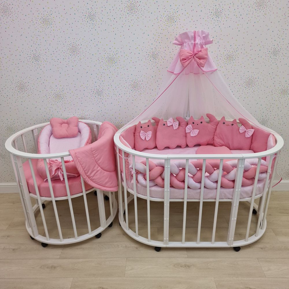 № 1185-О-1 КПБ 19 пр (балдахин + борт + пододеяльник + 2 одеяла + наволочка + 2 подуш + 2 прост + гнездо (бязь)