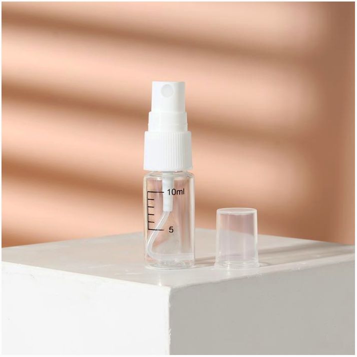 Бутылочка для хранения, с распылителем, со шкалой деления, 10 мл, цвет белый/прозрачный артикул анонс 2294457