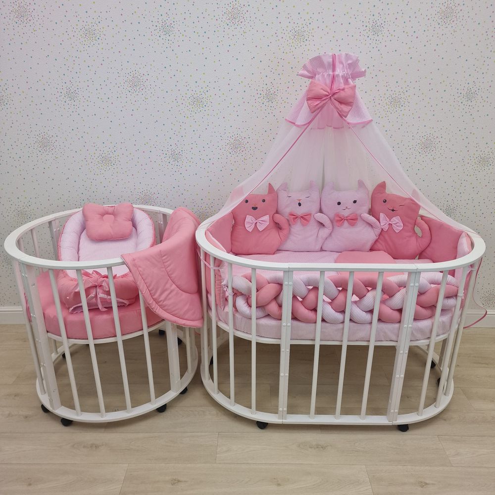 Картинка КПБ 19 пр (балдахин + борт + пододеяльник + 2 одеяла + наволочка + 2 подуш + 2 прост + гнездо (бязь) (№1184-О-1) цвета в ассортименте от магазина Мир детей Товары для Новорожденных