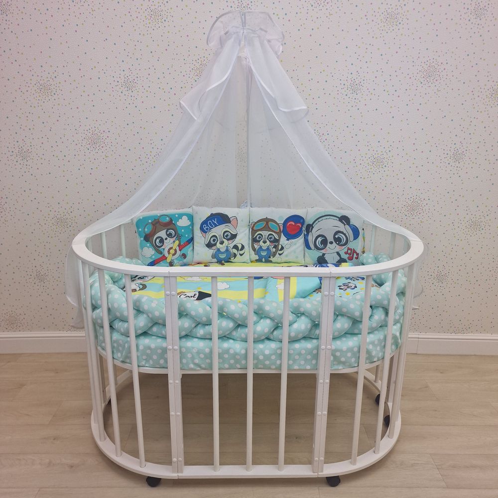 КПБ 11 пр (балдахин + борт + пододеяльник + одеяло + наволочка + подушка + простынь (бязь) коса артикул анонс 1160-0-1К_04