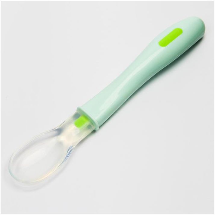 Ложка детская для кормления силиконовая, от 5 мес., цвет МИКС артикул анонс 1886145