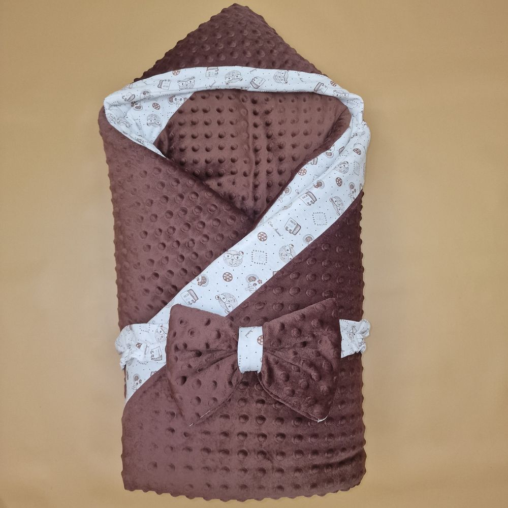 Комплект на выписку 2 пр: одеяло с капюшоном+бант (плюш/кулирка) артикул анонс 1896вк-0-1_м_11