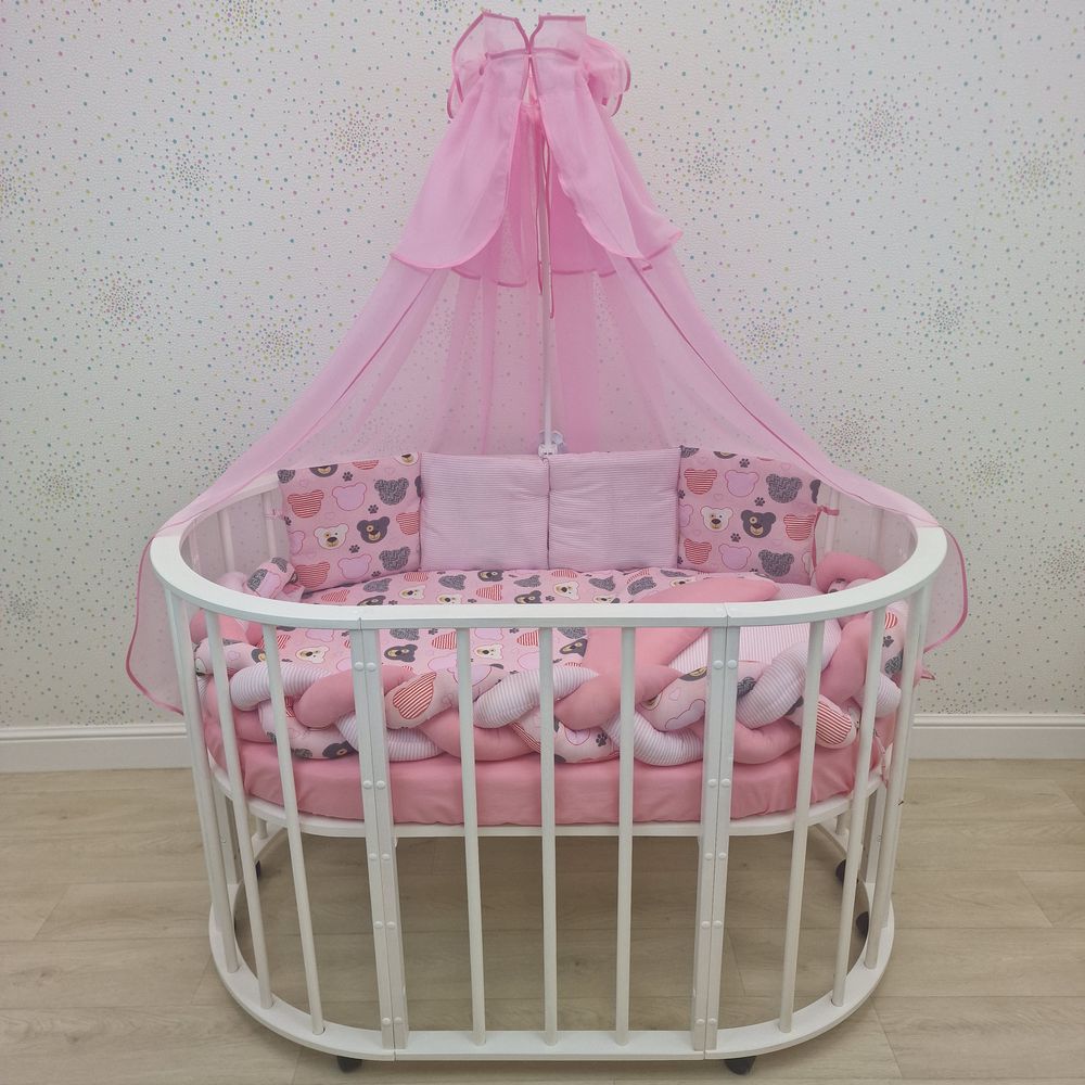 КПБ 11 пр (балдахин + борт + пододеяльник + одеяло + наволочка + подушка + простынь (бязь) коса артикул анонс 1154-0-1_06