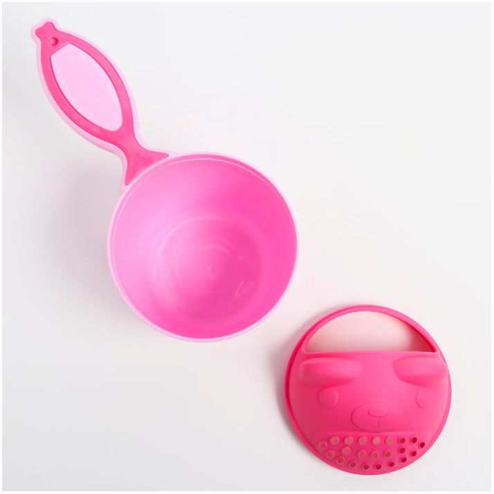 Картинка Ковш для купания и мытья головы, детский банный ковшик, хозяйственный «Мишка», 600 мл., цвет розовый (№4350280) от магазина Мир детей Товары для Новорожденных