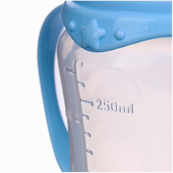 Картинка Бутылочка «Собачка Джекки», клас горло, приталенная, с ручками, 250 мл, от 0 мес, цвет голубой (№2969806) от магазина Мир детей Товары для Новорожденных