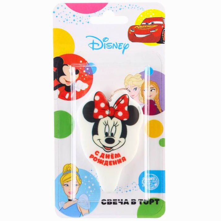Картинка Свеча в торт "С Днем Рождения!", Минни Маус МИКС (№4127126) от магазина Мир детей Товары для Новорожденных
