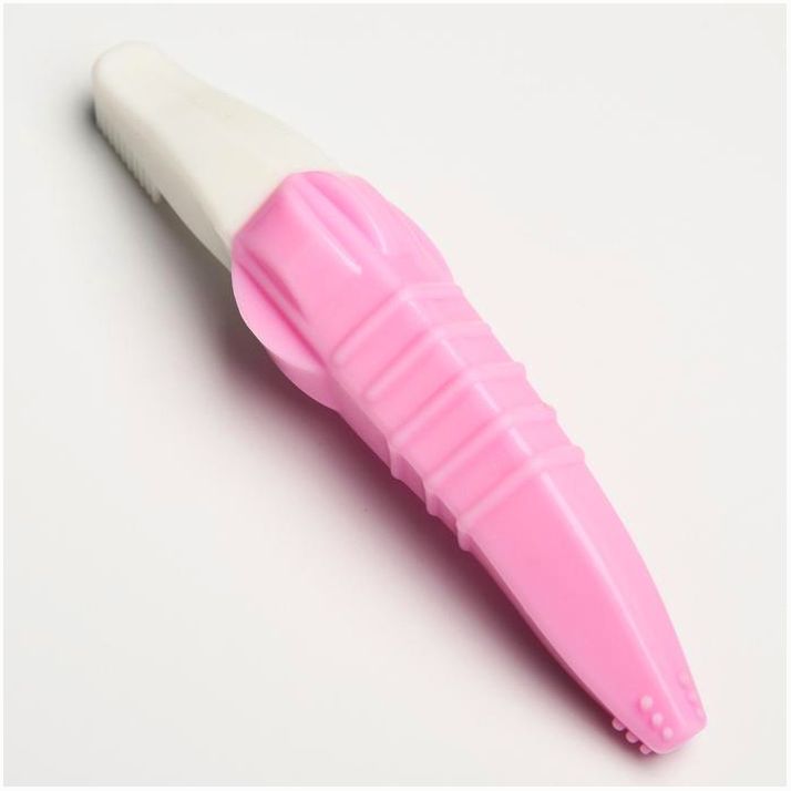 Картинка Детская зубная щетка, прорезыватель - массажер «Бананчик», силиконовая, цвет розовый (№4482600) от магазина Мир детей Товары для Новорожденных