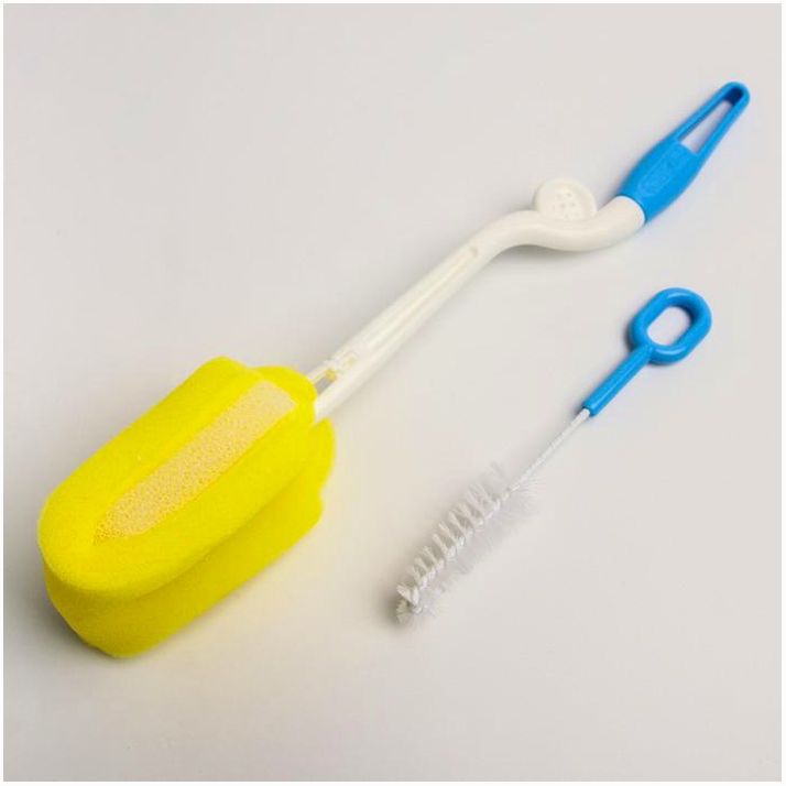 Набор ёршиков для бутылочек и сосок, с губкой, 2 предмета, цвета МИКС артикул анонс 1592999