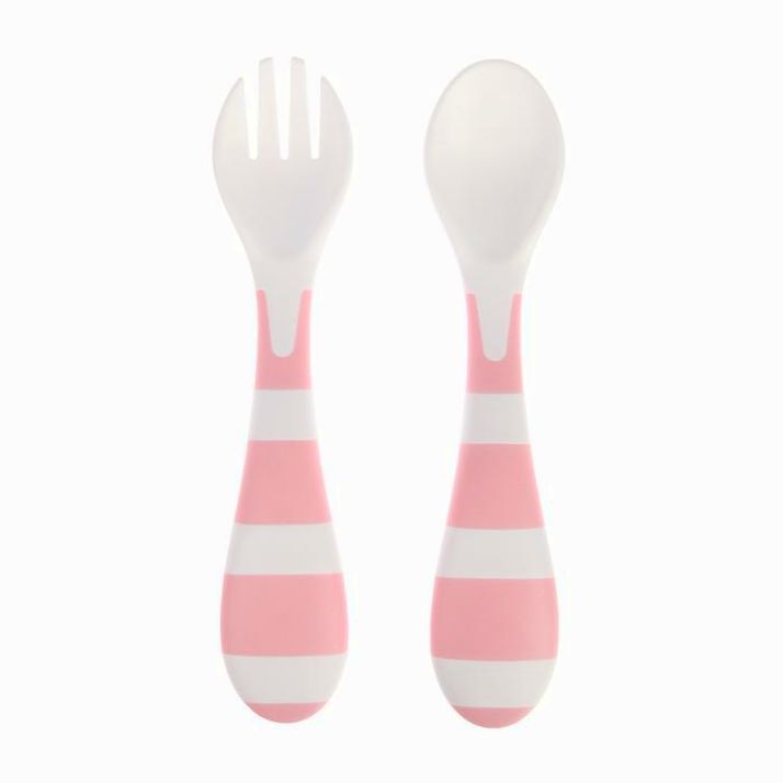 Столовые приборы в контейнере, 2 пр: вилка, ложка, цвет розовый артикул анонс 3780391