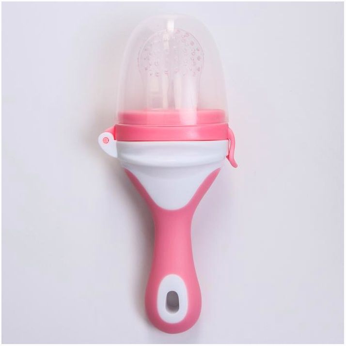 Ниблер для прикорма, с силиконовой сеточкой, цвет розовый/белый артикул анонс 2932129