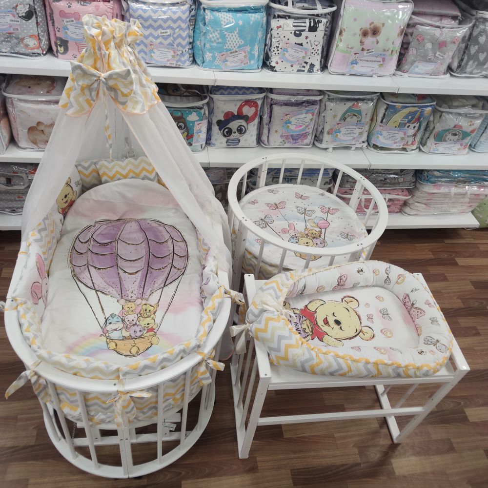 КПБ 21 пр (балдахин + борт + пододеяльник + 2 одеяла + навол + подуш + 2 прост + гнездо (бязь) 12кв артикул анонс 1151-О-1_06