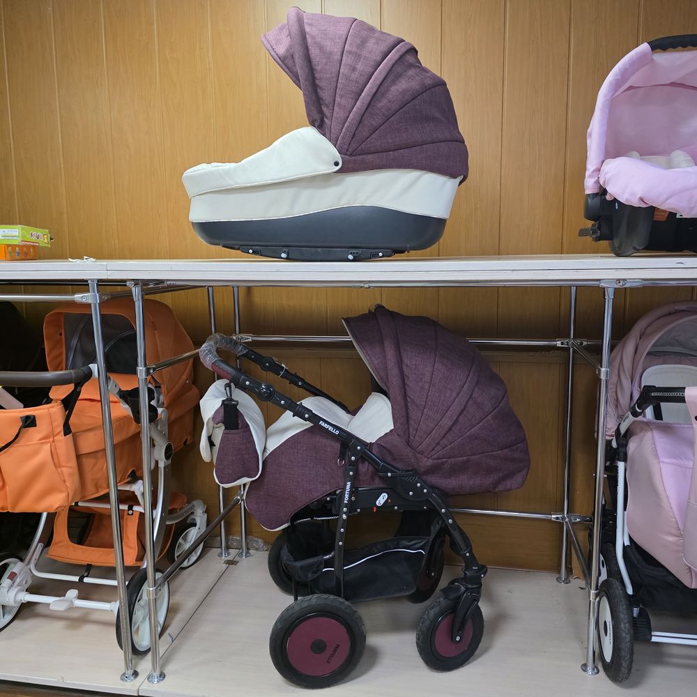 Коляска (2в1, люлька, прогулочный блок, ручка с регулировкой высоты, дождевик, корзина, сумка мамы) артикул анонс ФортФЛ2в1.RE