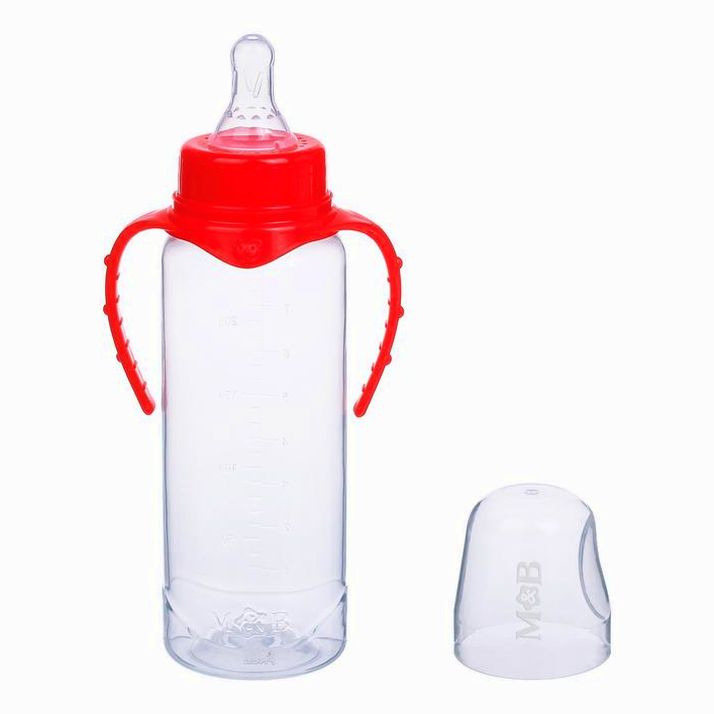 № 2969746 Бутылочка для кормления, классическое горло, с ручками, 250 мл., от 3 мес., цвет красный