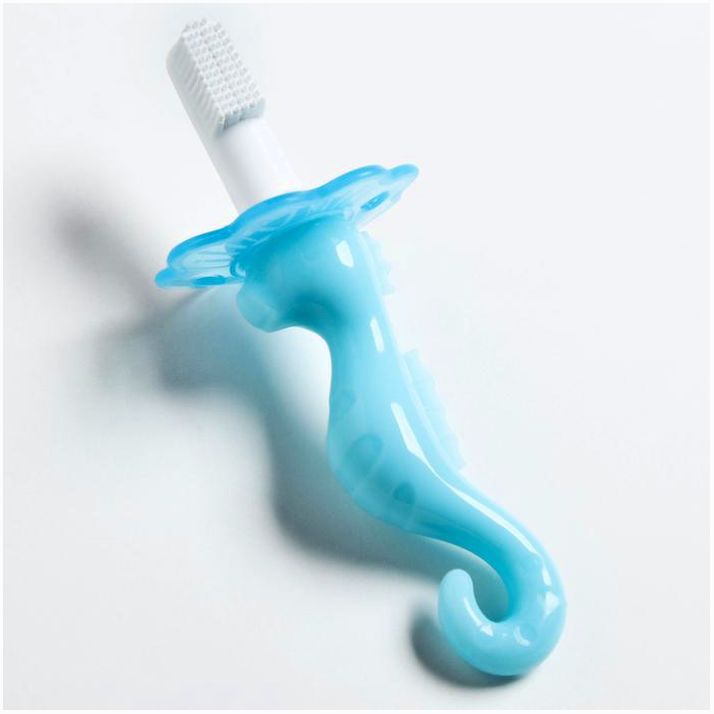 № 2272520 Детская зубная щетка-массажер, «Морской конёк», силиконовая, с ограничителем, от 3 мес., цвет МИКС
