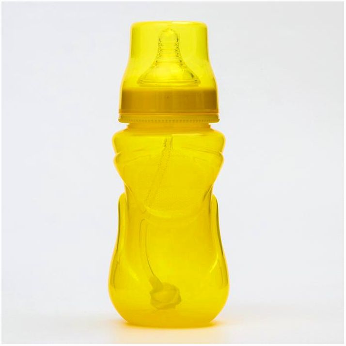 Бутылочка для кормления, широкое горло, средний поток, 300 мл., цвет желтый, +3мес артикул анонс 4770837