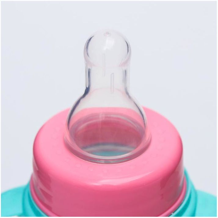 Картинка Бутылочка «ТРЕНД. Которусалка», клас горло, 150 мл, от 3 мес, цилиндр, с ручками, цвет розовый (№4882550) от магазина Мир детей Товары для Новорожденных