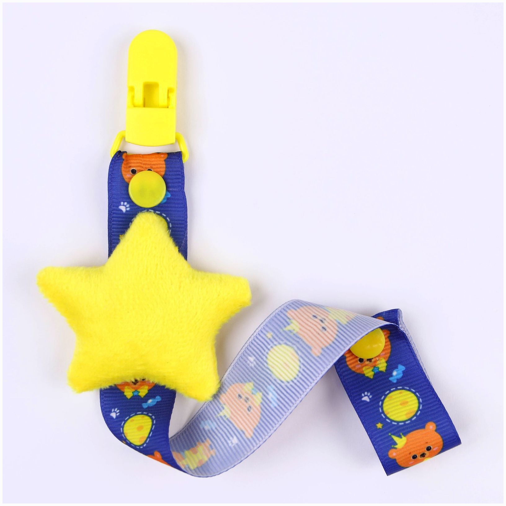 Держатель для соски - пустышки  «Мишка принц», на ленте, синий МИКС артикул анонс 4733707