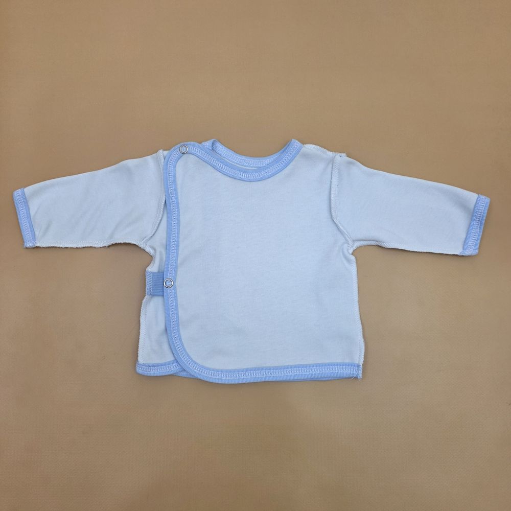 Распашонка №7 (интерлок, длинный рукав, кнопки на плече и сбоку, швы наружу) артикул анонс 1595-56МД