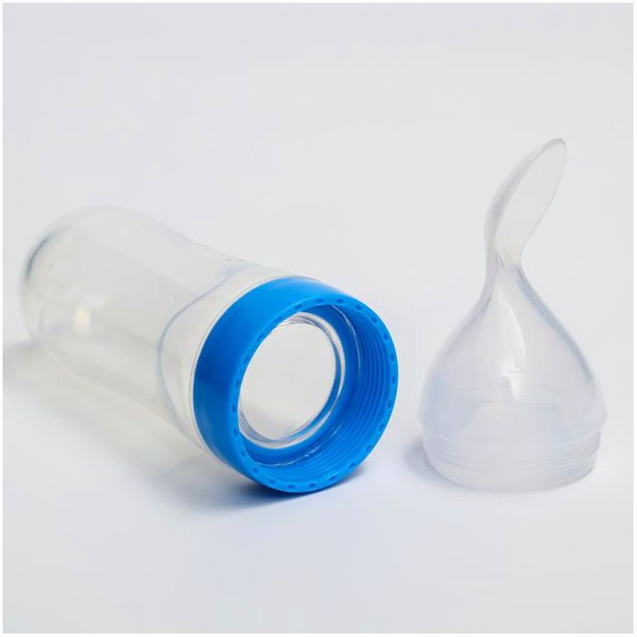 Картинка Бутылочка для кормления с ложкой, силикон, от 5 мес., 90 мл., цвет МИКС (№1275055) от магазина Мир детей Товары для Новорожденных