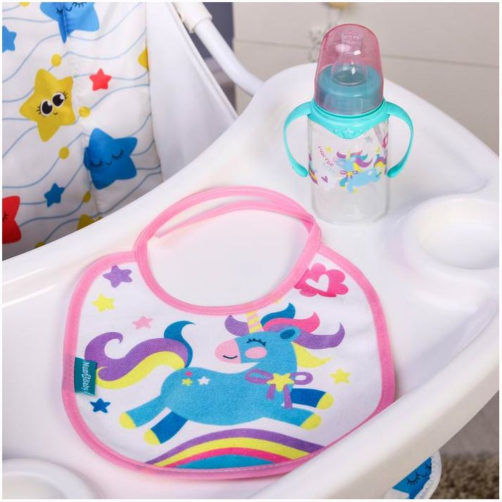 Подарочный набор «Волшебная пони»: бутылочка 150 мл + нагрудник непромокаемый из махры артикул анонс 3654369