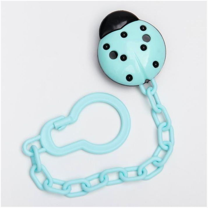 Держатель для соски - пустышки «Божья коровка», на цепочке, цвет бирюзовый артикул анонс 4780596