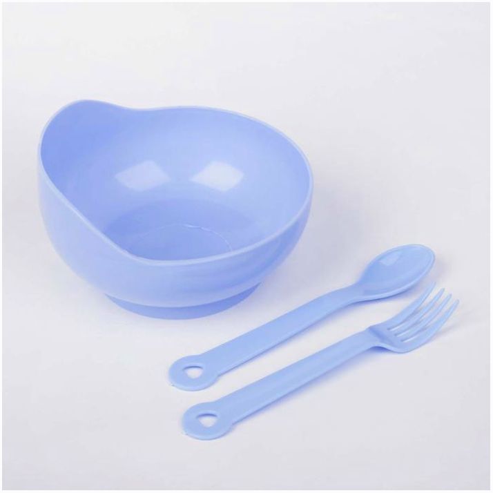 Набор детской посуды, 3 предмета: миска 250 мл, ложка, вилка, от 5 мес., цвета МИКС артикул анонс 1886886