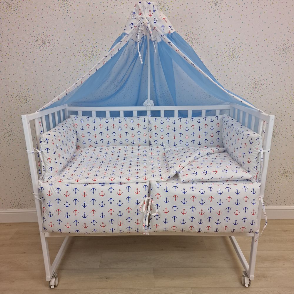 КПБ 12 пр (балдахин + борт + пододеяльник + одеяло + наволочка + подушка + простынь (бязь) 6пр артикул анонс 1133-0-1