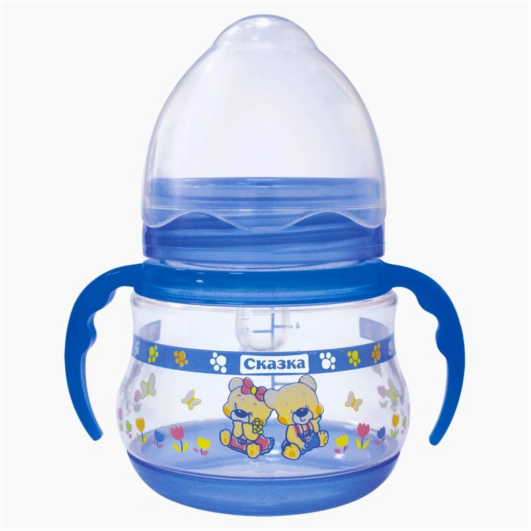 Бутылочка с ручками с широким горлом (пластик, силиконовая соска) артикул анонс 1193С