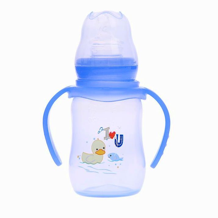 Бутылочка для кормления цветная с ручками, 150 мл, от 0 мес., цвет голубой артикул анонс 2825263