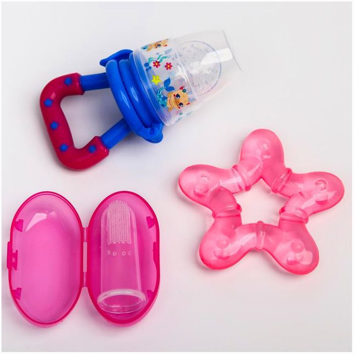 Набор: ниблер для прикорма + зубная щетка на палец в контейнере + прорезыватель «Которусалка» артикул анонс 5078208